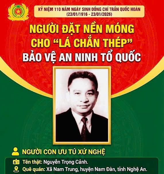 TUYÊN TRUYỀN KỶ NIỆM 110 NĂM NGÀY SINH ĐỒNG CHÍ TRẦN QUỐC HOÀN (23/01/1916 – 23/01/2026)