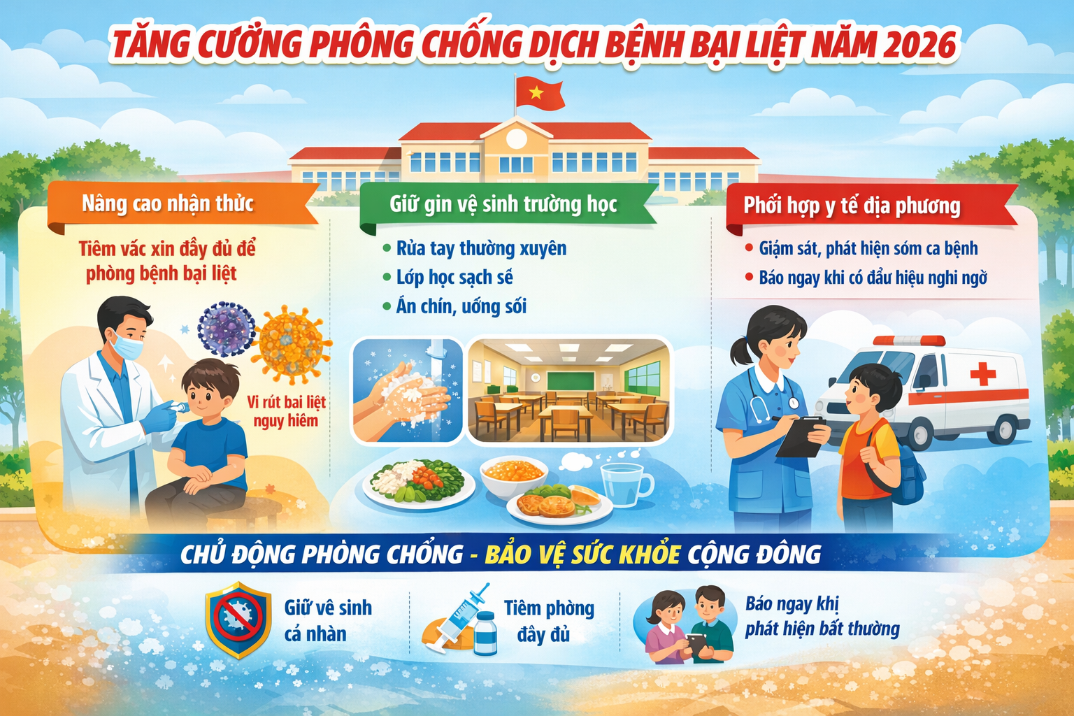 Tăng cường giám sát, phòng chống nguy cơ bùng phát dịch bệnh bại liệt năm 2026